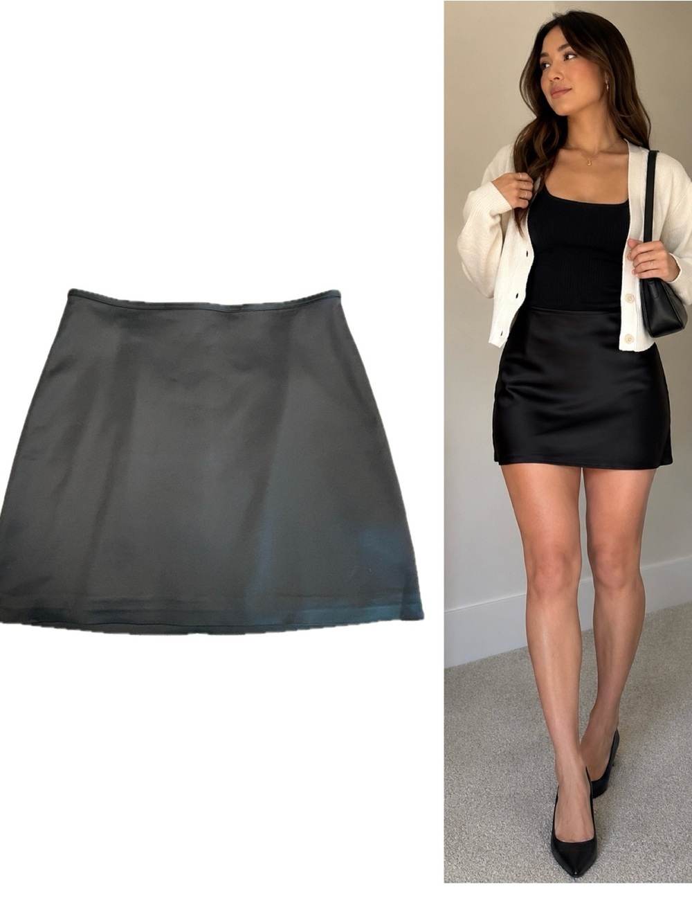 Aritzia Wilfred Black Satin Mini Skirt Sz 8